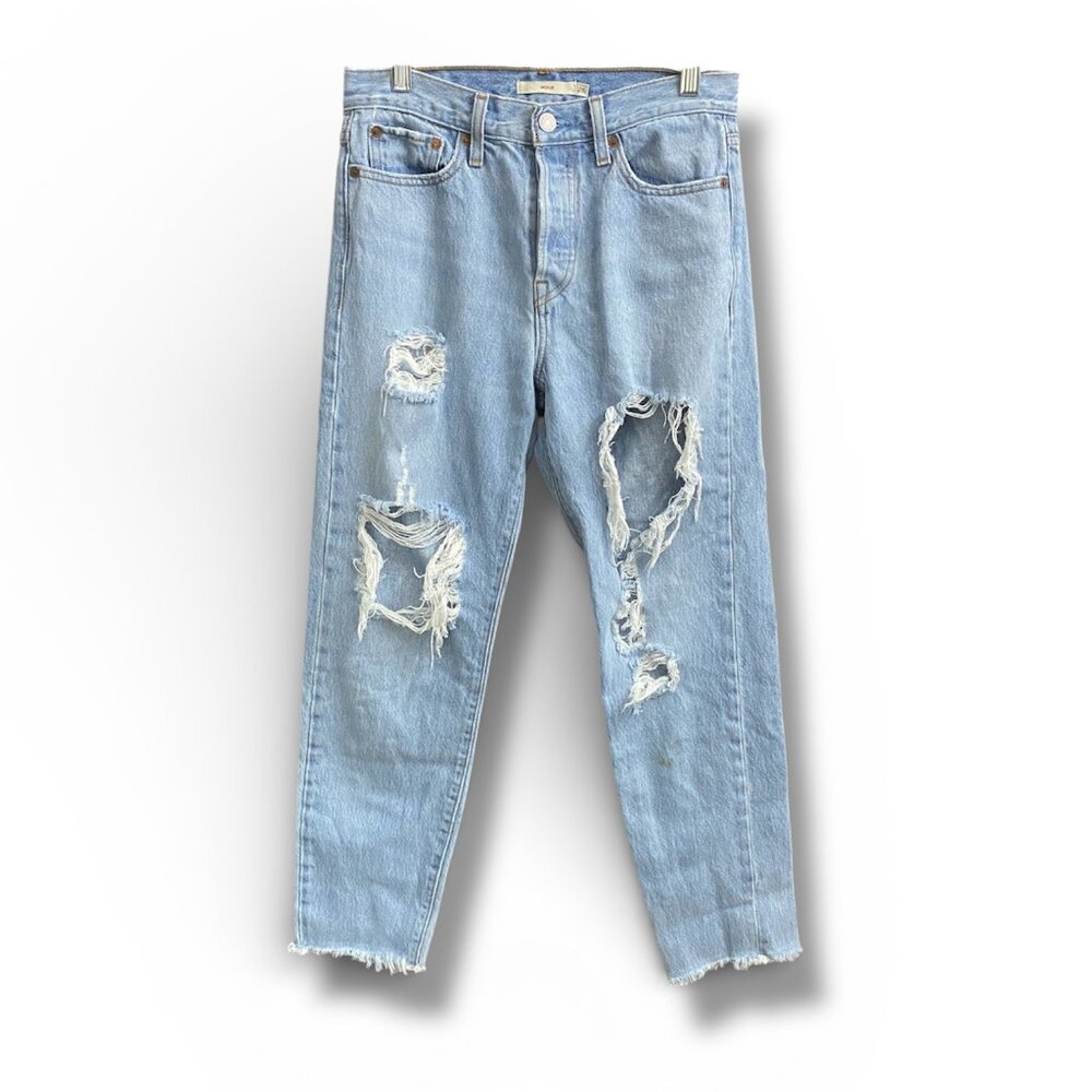 Levi’s Wedgie Fit Jeans ✦ Distressed Vintage Wash Straight Leg 26